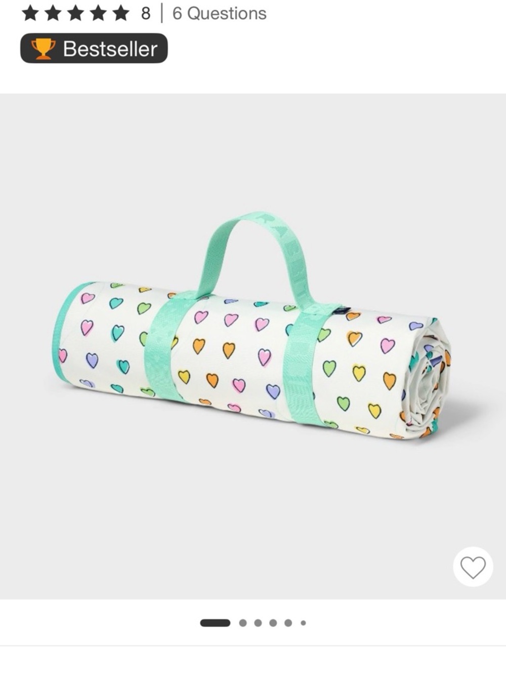 NWT Roller Rabbit x Target Disco Hearts 💕Blanket w/Mint Green Carry Handle